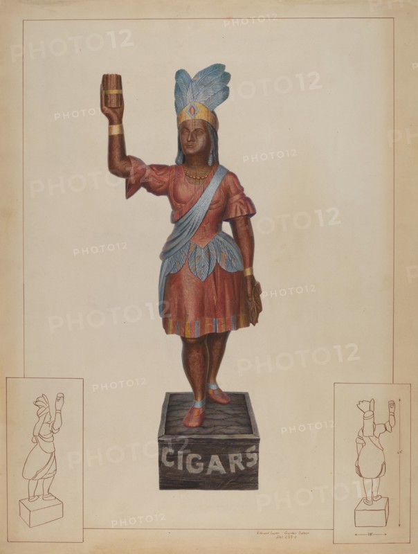 Cigar Store Indian, c. 1937. Creator: Edward L Loper.