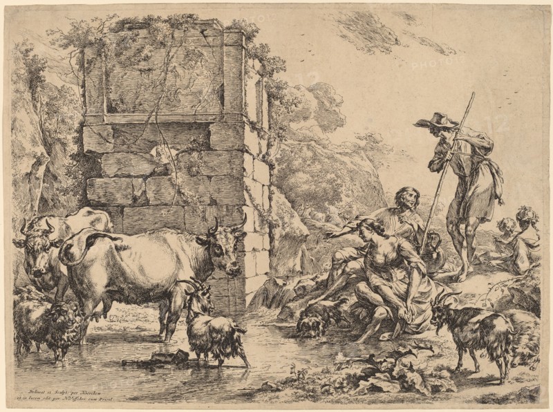 Cow Drinking, 1680. Creator: Nicolaes Berchem.