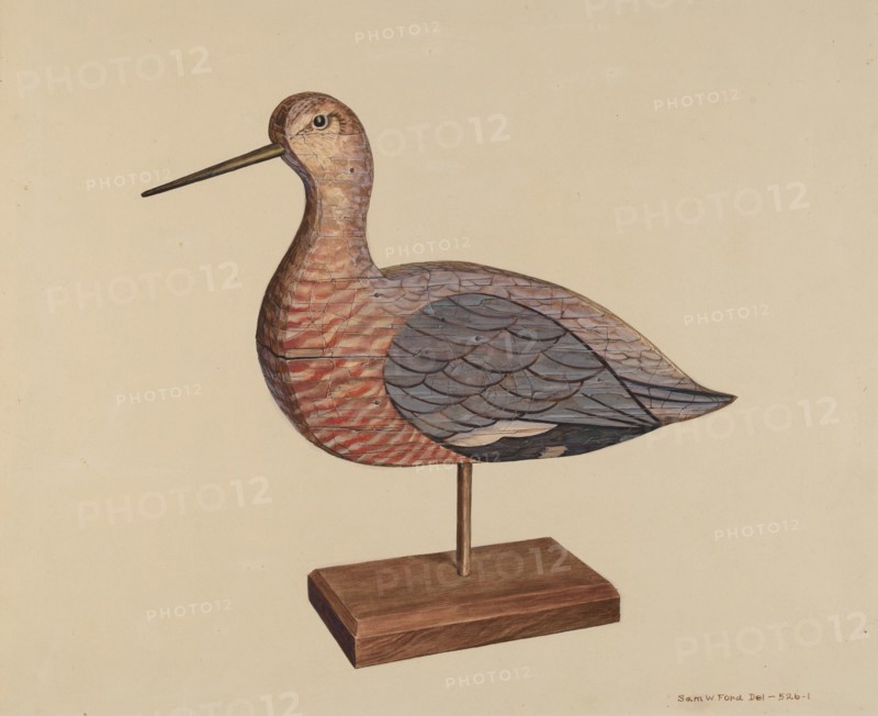 Decoy (Hudsonian Godwit), c. 1939. Creator: Samuel W. Ford.
