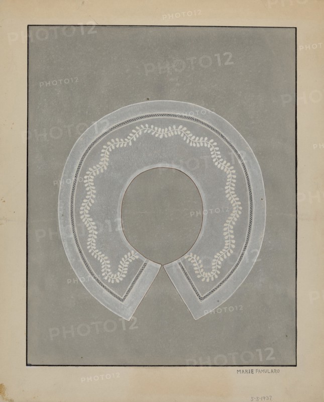 Embroidered Linen Collar, c. 1936. Creator: Marie Famularo.