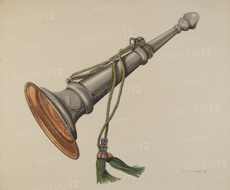 Fire Marshall Trumpet, c. 1939. Creator: Thomas Dooley.