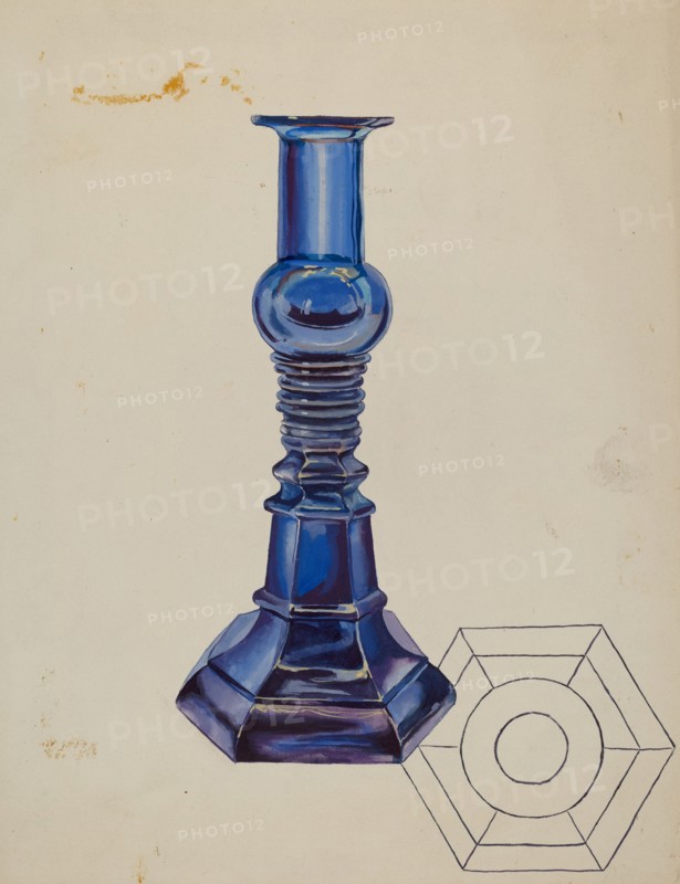 Glass Candlestick, c. 1936. Creator: Roberta Elvis.