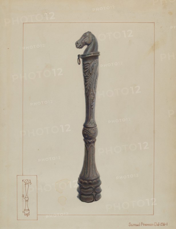 Iron Hitching Post, c. 1937. Creator: Samuel Fineman.