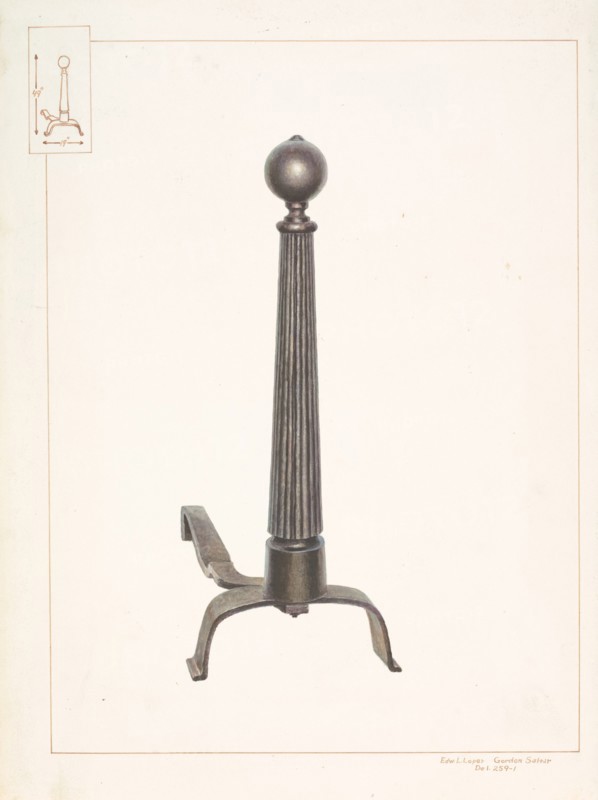 Large Andiron, c. 1937. Creator: Edward L Loper.