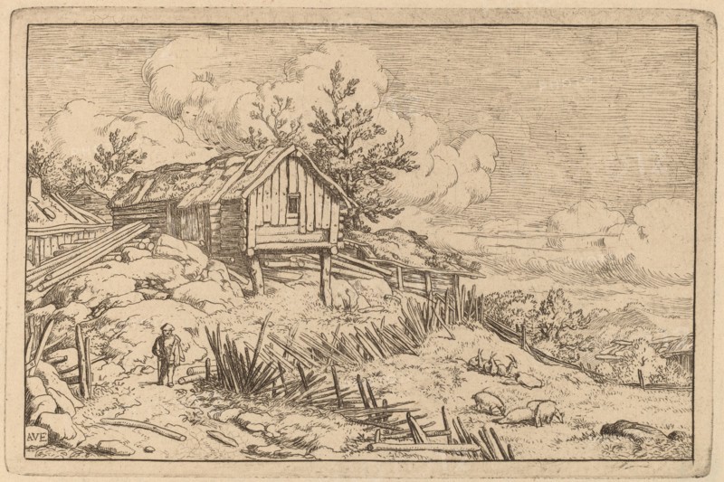Man near Entry of a Ruinous Hedge, probably c. 1645/1656. Creator: Allart van Everdingen.