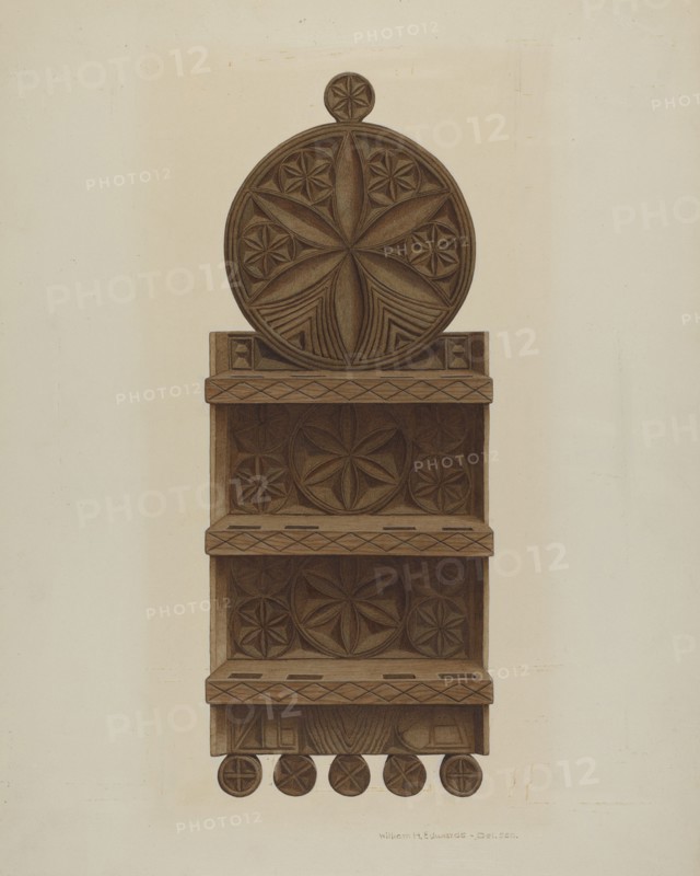 Pa. German Spoon Rack, c. 1942. Creator: William H Edwards.