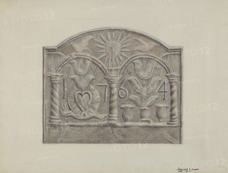 Pa. German Stove Plate, c. 1936. Creator: Edward L Loper.