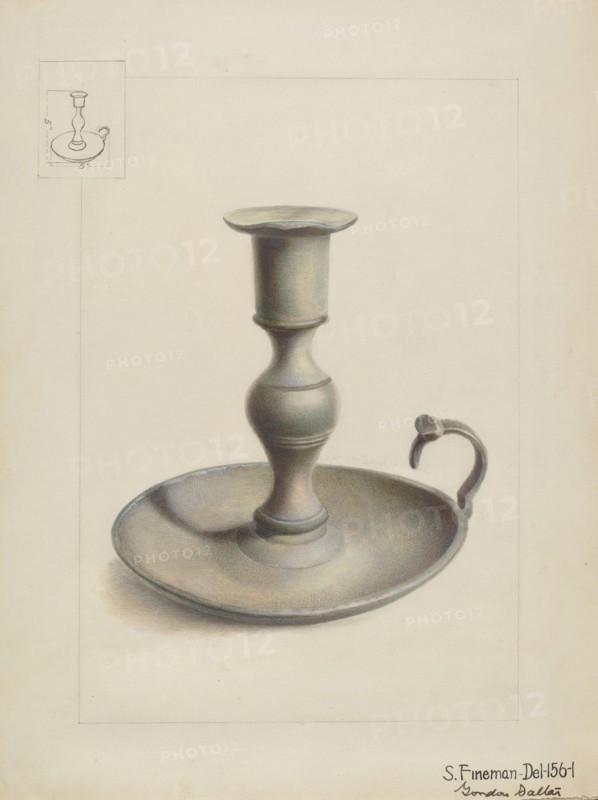 Pewter Candle Holder, c. 1936. Creator: Samuel Fineman.
