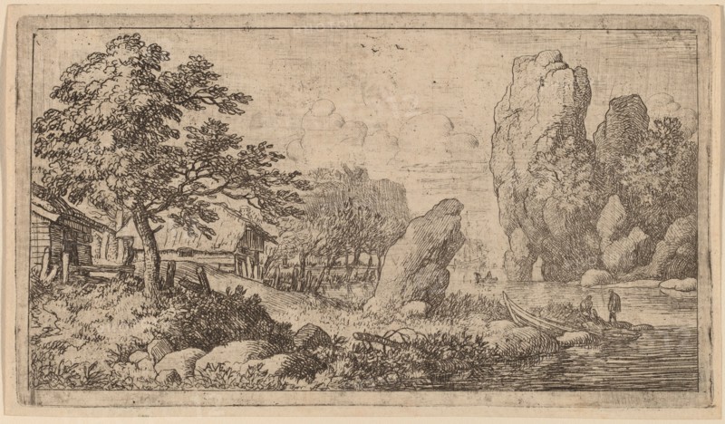 Pointed Boulder at the Bank of a River, probably c. 1645/1656. Creator: Allart van Everdingen.