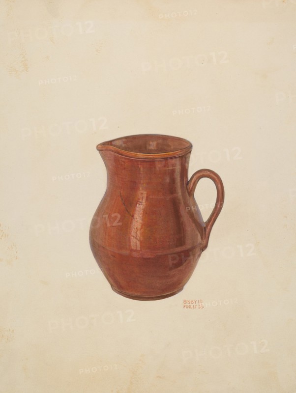 Pottery Pitcher, 1939. Creator: Bisby Finley.