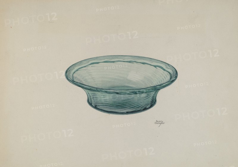 Ribbed Glass Bowl, c. 1940. Creator: Beverly Chichester.