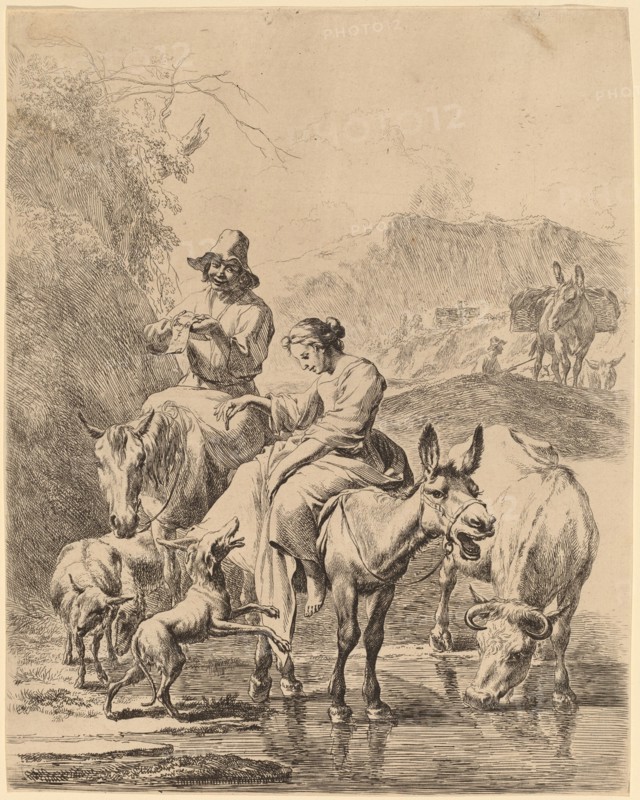 Shepherdess on a Donkey. Creator: Nicolaes Berchem.