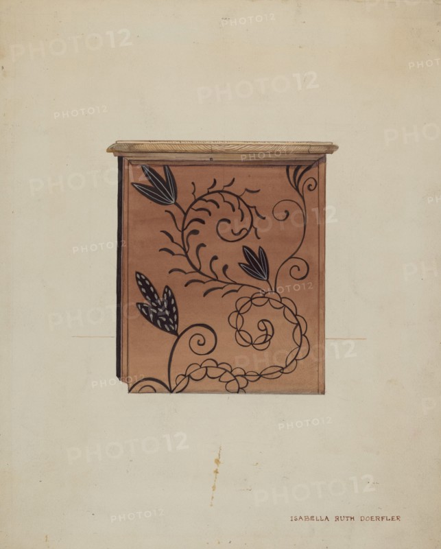 Side View of Guilford Painted Chest, c. 1936. Creator: Isabella Ruth Doerfler.