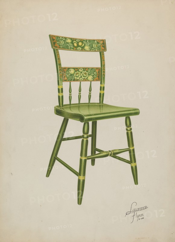 Stencilled Chair - One of Set of Six, 1938. Creator: Lawrence Flynn.