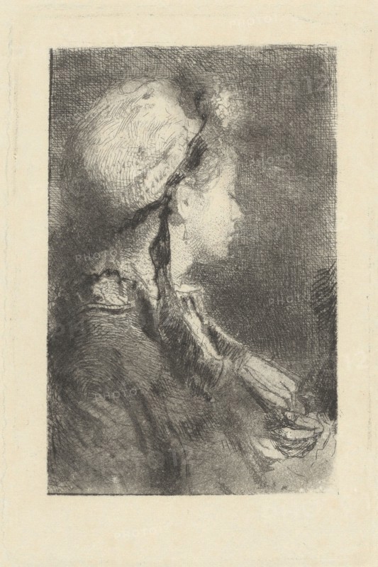 The Artist's Wife in Profile Facing Right, c. 1880. Creator: Mose, Bianchi.