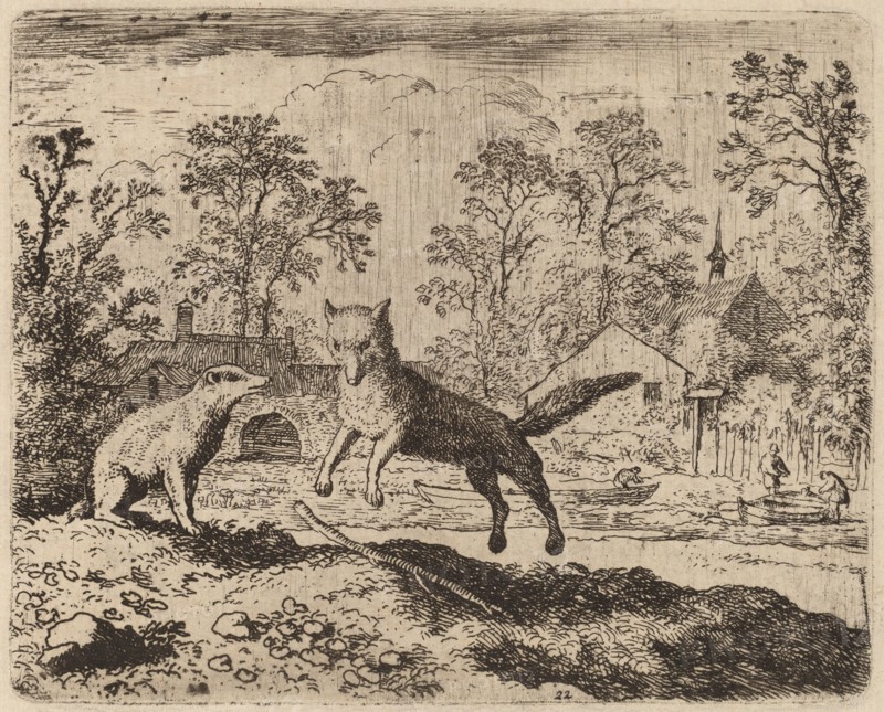 The Badger Imposes a Penance on Reynard, probably c. 1645/1656. Creator: Allart van Everdingen.