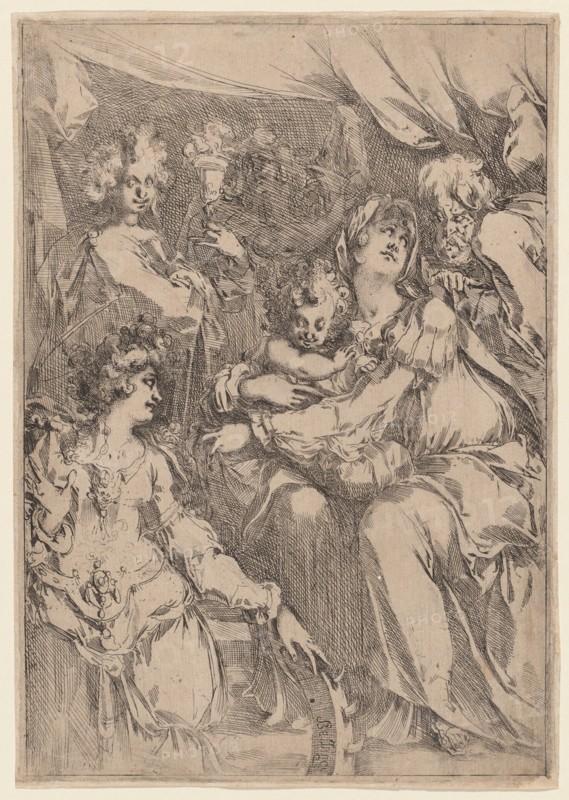 The Holy Family with Saint Catherine, Saint John the Evangelist, and an Angel, 1612/1616. Creator: Jacques Bellange.