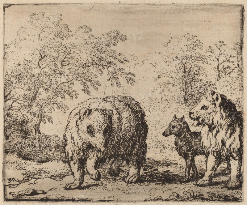The Lion Frees the Bear and the Wolf, probably c. 1645/1656. Creator: Allart van Everdingen.