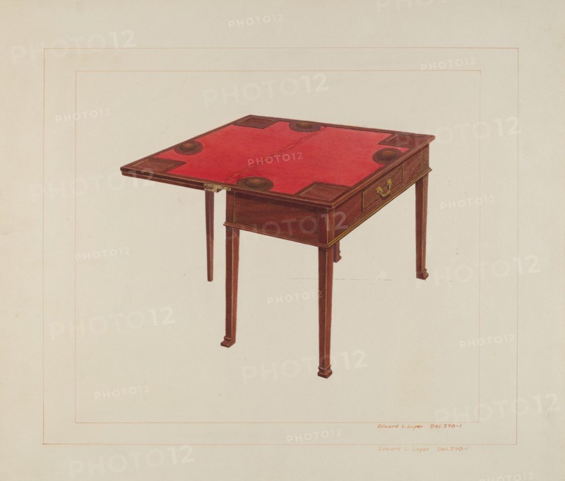 Three Leaf Gaming Table, c. 1938. Creator: Edward L Loper.