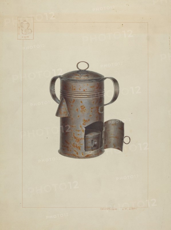 Tin Milk Warmer, c. 1938. Creator: Edward L Loper.