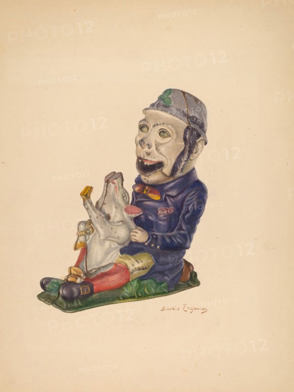 Toy Bank: "Paddy and the Pig", c. 1938. Creator: Sarkis Erganian.
