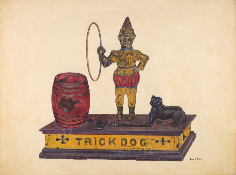 Toy Bank: Trick Dog, c. 1937. Creator: George File.