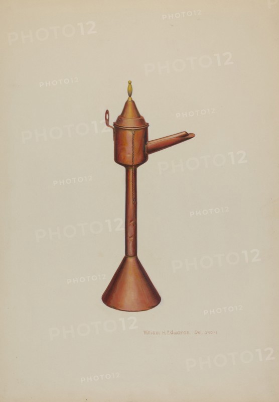 Whale Oil Lamp, c. 1938. Creator: William H Edwards.
