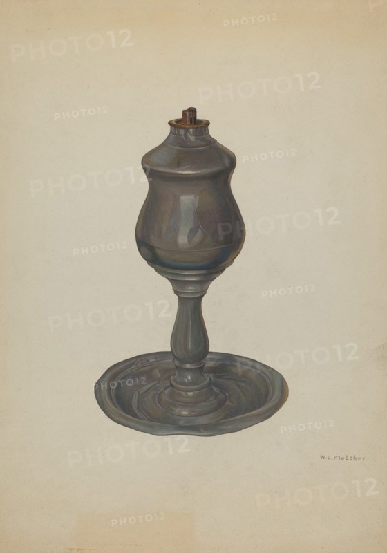 Whale Oil Lamp, c. 1940. Creator: William O. Fletcher.