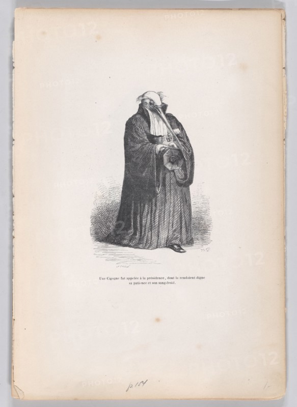 A Stork was called to the presidency... from Scenes from the Private and Public Lif..., ca. 1837-47. Creator: Joseph Hippolyte Jules Caque.