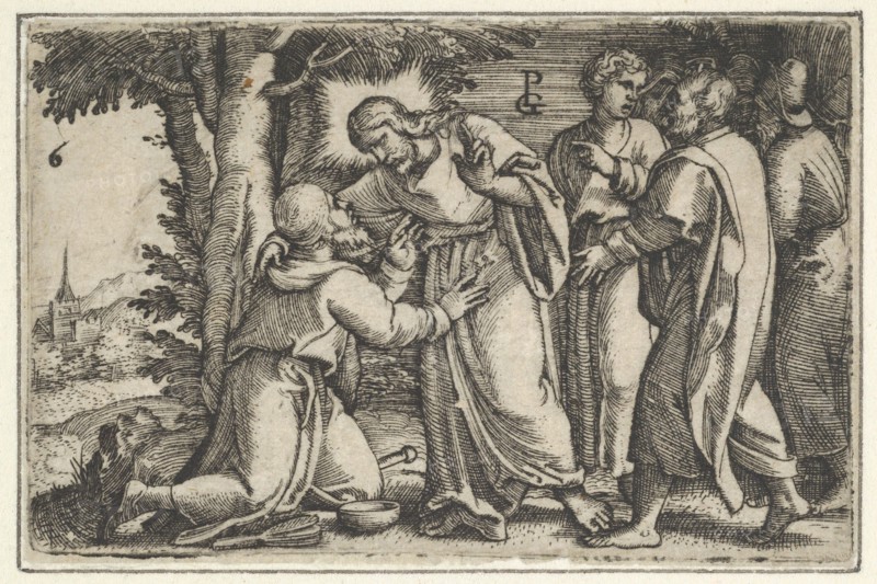 Christ Healing the Leper, from The Story of Christ, 1534-35. Creator: Georg Pencz.