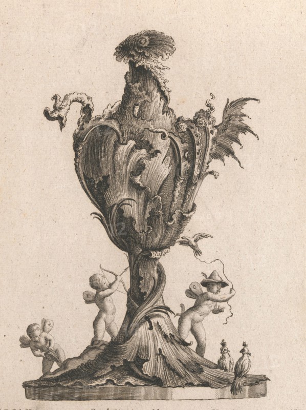 Design for a large Vase or Ewer representing 'Air', Plate 2 from: 'Neu inve..., Printed ca. 1750-56. Creator: Jacob Gottlieb Thelot.