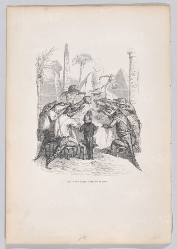 Friends, the wise one places his glory in eating well from Scenes from the Private ..., ca. 1837-47. Creator: Andrew Best Leloir.