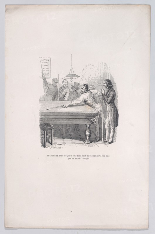 He buys the right to defeat me at his ease with a successful shot. from the Little Miserie..., 1843. Creator: Brugnot.