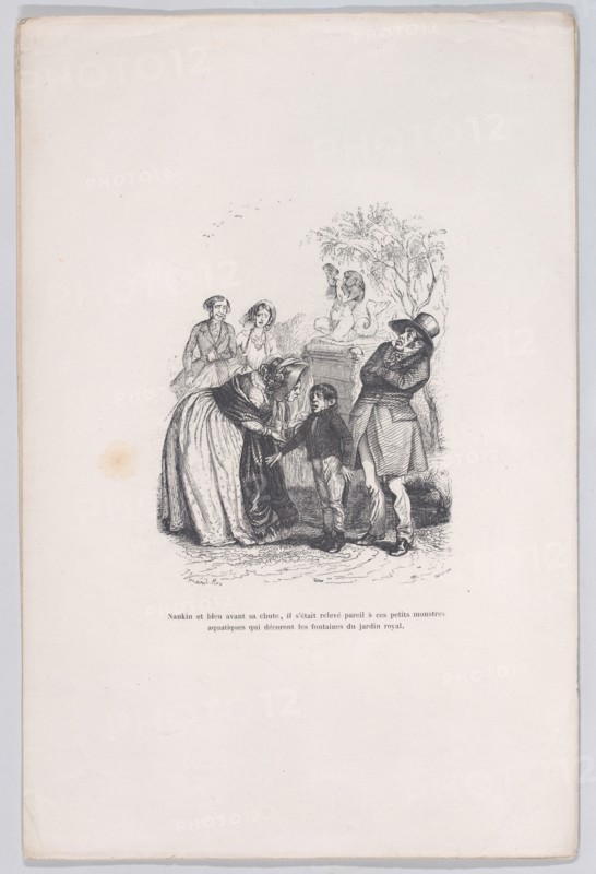 He rose like those small sea monsters that decorate the fountains. from the Little Miserie..., 1843. Creator: Quichon.