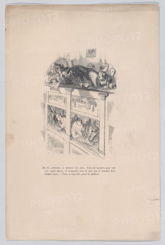 I had come to London to see a royal, but I only saw the back of another person's head. fro..., 1843. Creator: Jean Ignace Isidore Gerard.