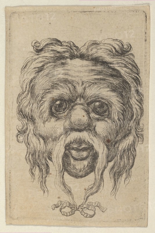 Mask with a Long Mustache Tied with a Ribbon Beneath the Chin, from Divers Masques, ca. 1635-45. Creator: Francois Chauveau.