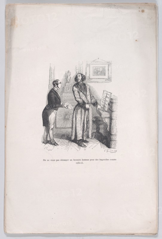 One does not bother an honest man with trifles like this. from the Little Miseries of Huma..., 1843. Creator: Jean Ignace Isidore Gerard.