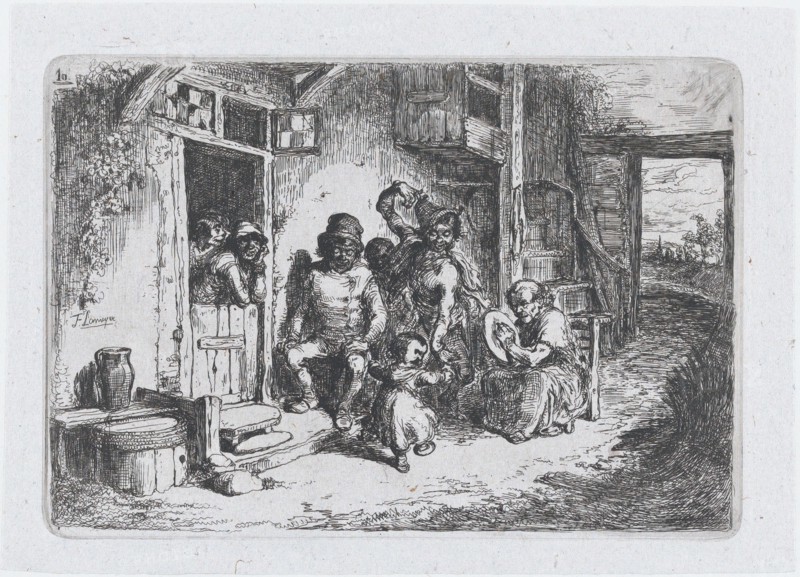 Plate 10: two figures dancing, another seated playing an drum, from the series of customs ..., 1850. Creator: Francisco Lameyer Berenguer.