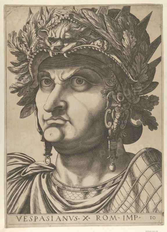 Plate 10: Vespasian with his head turned slightly to the left, from 'The Twelve Caesars..., 1610-40. Creator: Anon.