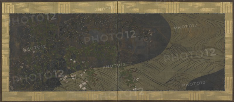 Running water, autumn grasses and flowers, Edo period, late 17th-early 18th century. Creator: Ogata Korin.