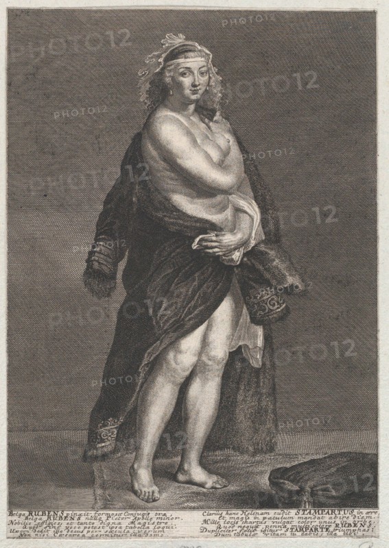 Portrait of Helena Fourment, Rubens' second wife, wearing a fur coat over her shoulders, 1728., 1728 Creator: Frans van Stampart.