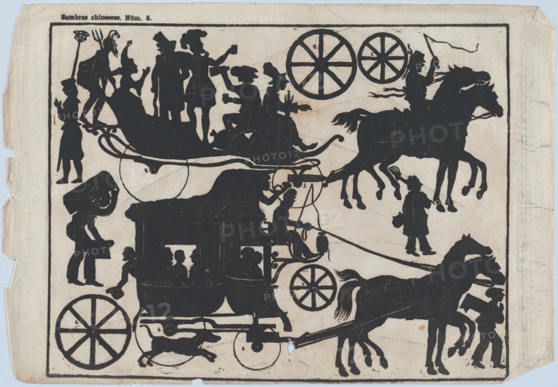 Sheet 5 of figures for Chinese shadow puppets, ca. 1850-70. Creator: Juan Llorens.
