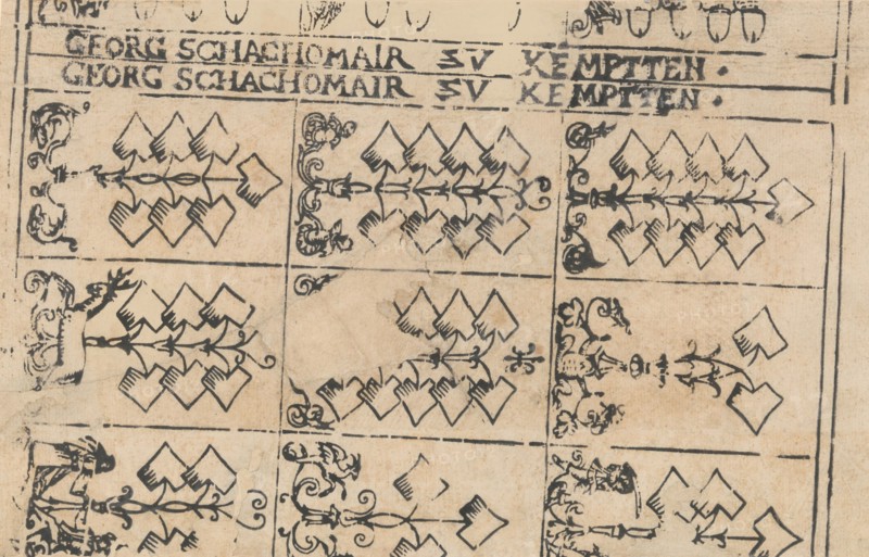 Sheet of Playing Cards, 1575-1600. Creator: Georg Schachomair.