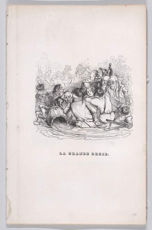The Big Orgy from The Complete Works of Béranger, 1836. Creator: Henry Isidore Chevauchet.