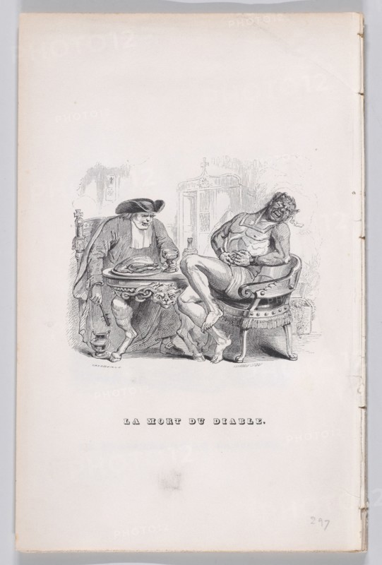 The Death of the Devil from The Complete Works of Béranger, 1836. Creator: John Thompson.