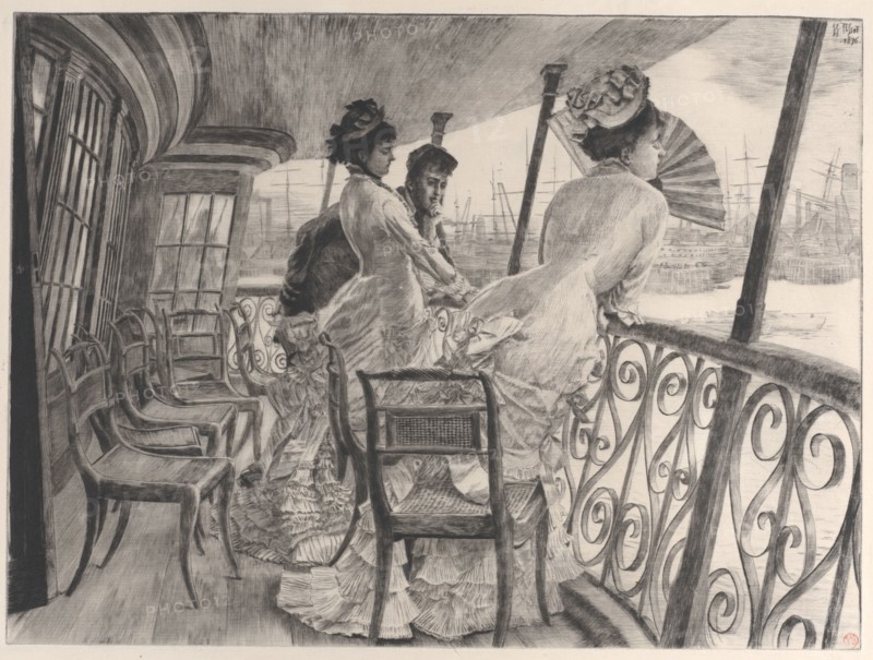 The Gallery of H.M.S. Calcutta (Souvenir of a Ball on Shipboard) (La galerie du "Calcutta"..., 1876. Creator: James Tissot.