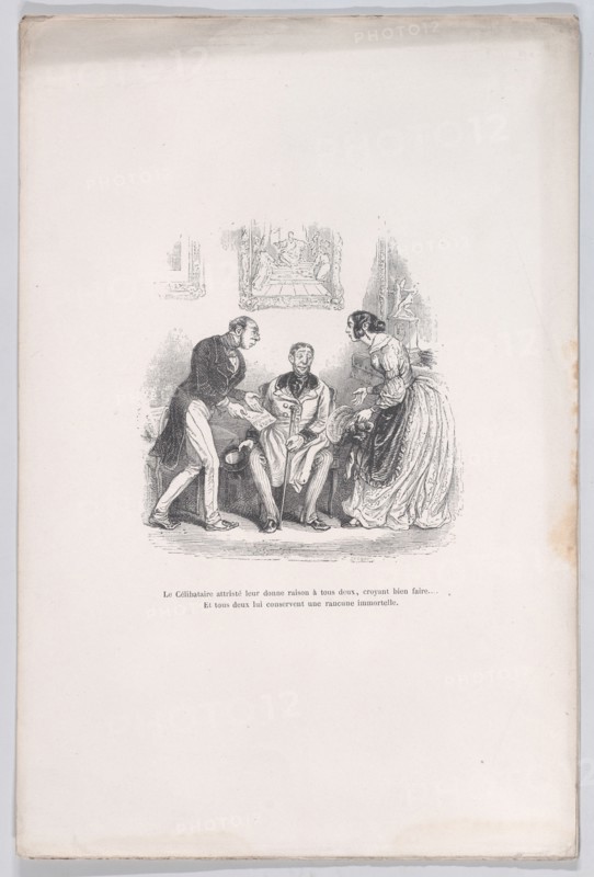 The grieving widow gives them both the right to do well.... And they both retain an eterna..., 1843. Creator: Jean Ignace Isidore Gerard.