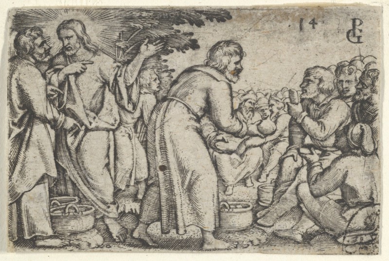 The Miracle of the Loaves and the Fishes, from The Story of Christ, 1534-35. Creator: Georg Pencz.