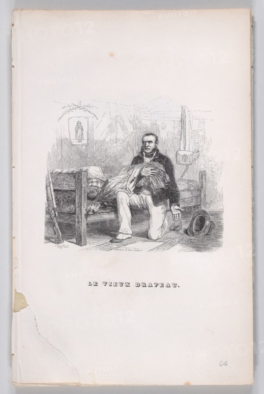 The Old Flag from The Complete Works of Béranger, 1836. Creators: Auguste Raffet, Lacoste, Eugène Guillaumot.
