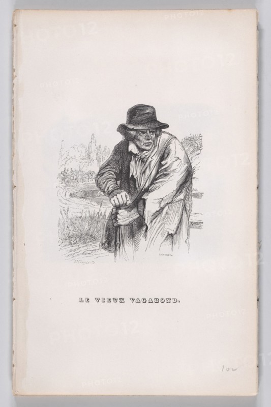 The Old Vagabond from The Complete Works of Béranger, 1836. Creator: Jean Ignace Isidore Gerard.